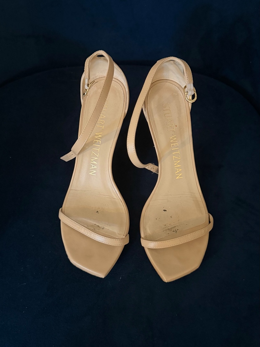 Stuart Weitzman Beige/Nude Leather Ankle-Strap Heels